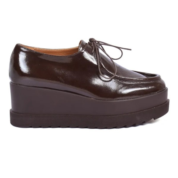DERBYS COMPENSÉS CUIR MARRON