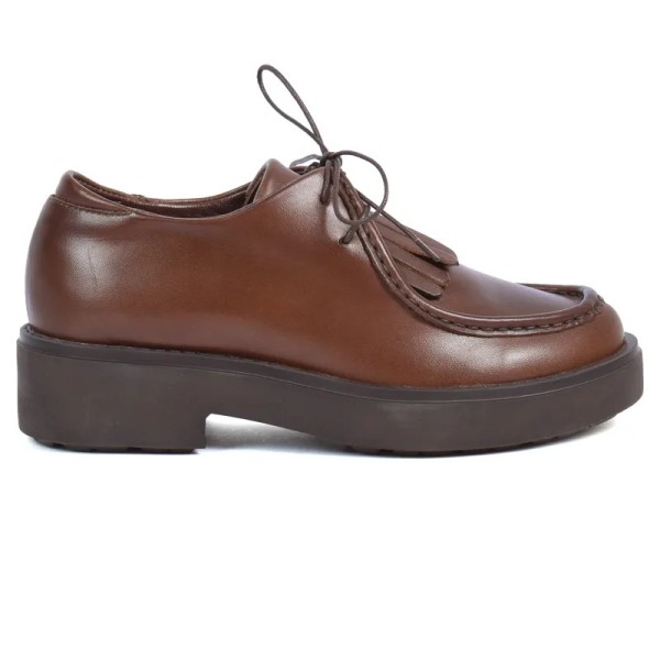 DERBY FEMME EN CUIR MARRON À FRANGES