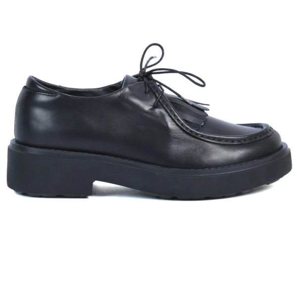 DERBY FEMME EN CUIR NOIR À FRANGES