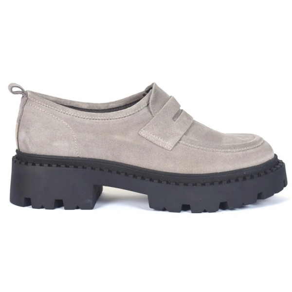MOCASSIN FEMME DAIM GRIS