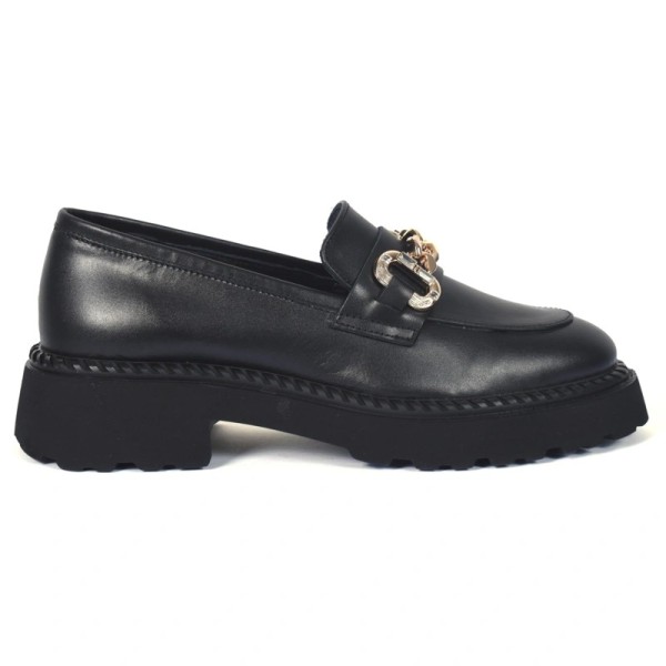 MOCASSIN FEMME CUIR NOIR