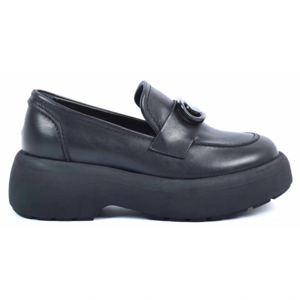 MOCASSIN FEMME CUIR NOIR