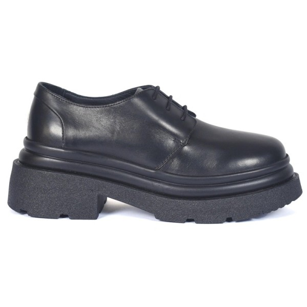 DERBIES FEMME CUIR NOIR