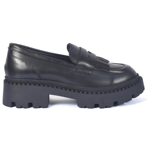 MOCASSIN FEMME CUIR NOIR