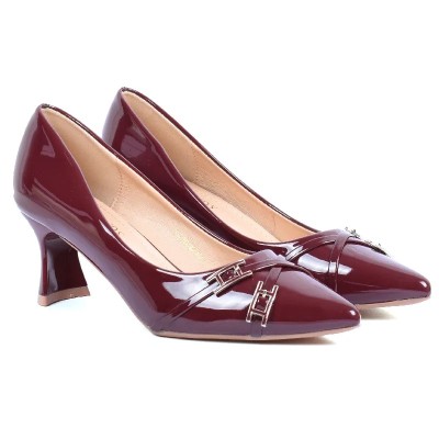 Escarpins femme vernis bordeaux avec détail métallique TRENDS SHOES SG2026-64-VBX
