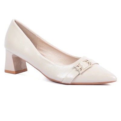 Escarpins femme beige à petit talon avec boucle chic TRENDS SHOES SG2026-68-BG