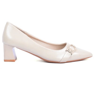 Escarpins femme beige à petit talon avec boucle chic TRENDS SHOES SG2026-68-BG
