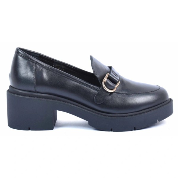 MOCASSIN FEMME CUIR NOIR