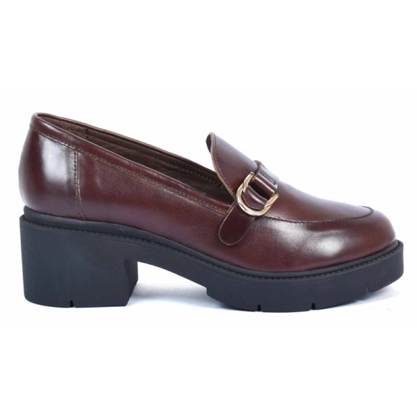MOCASSIN FEMME CUIR MARRON