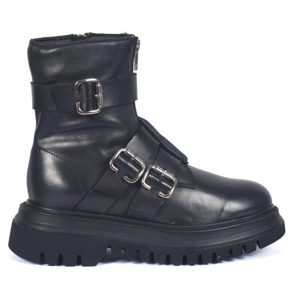 BOOTS FEMME CUIR NOIR