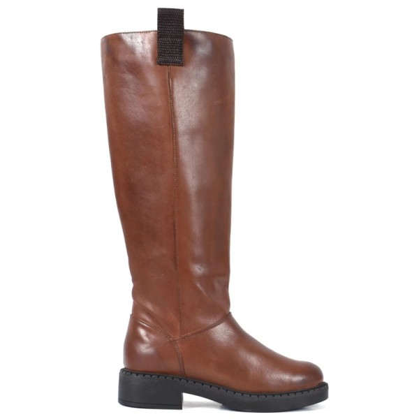 BOTTE FEMME CUIR MARRON