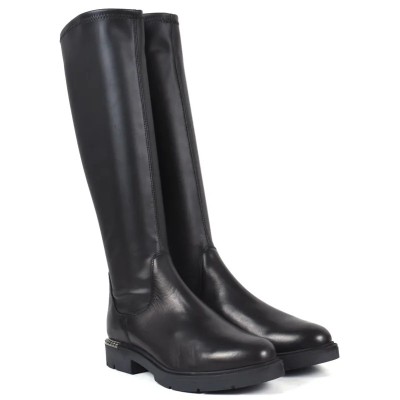 Botte femme MISS CLAUDIA MC-5233-N en cuir noir, élégantes et confortables pour un look raffiné