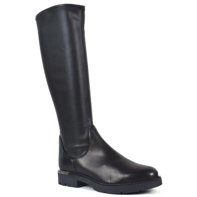 Botte femme MISS CLAUDIA MC-5233-N en cuir noir, élégantes et confortables pour un look raffiné