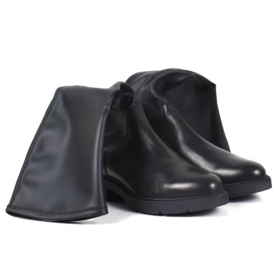 Botte femme MISS CLAUDIA MC-5233-N en cuir noir, élégantes et confortables pour un look raffiné