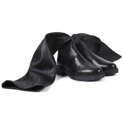 Cuissardes femme MISS CLAUDIA MC-5234-N en cuir noir souple, style chic et moderne avec semelle confortable