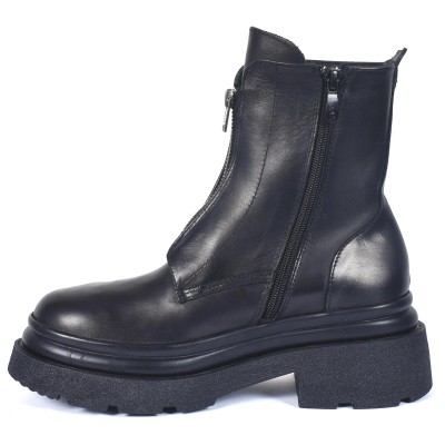 Bottes noires femme en cuir avec double fermeture zippée – Andrea Bruni AB-954-1S-N