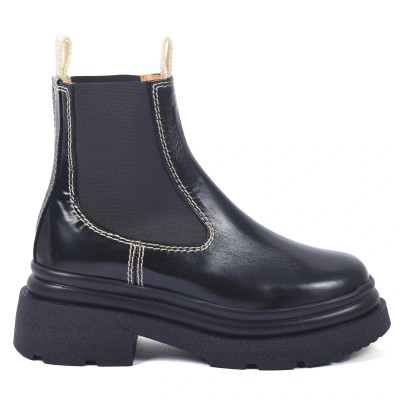 Boots femme en cuir noir style Chelsea à semelle épaisse – Andrea Bruni AB-569-10-N