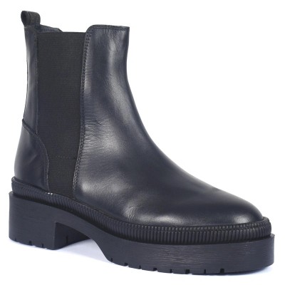 Boots femme en cuir noir à semelle épaisse – Andrea Bruni AB-569-2-N