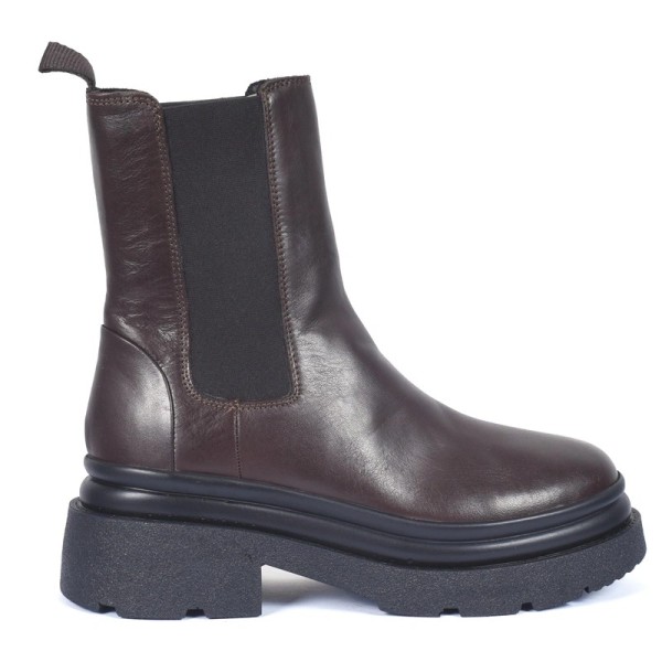 BOOTS FEMME EN CUIR MARRON