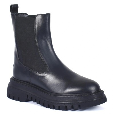 Andrea Bruni AB-574-1-N – Boots femme cuir noir à semelle crantée