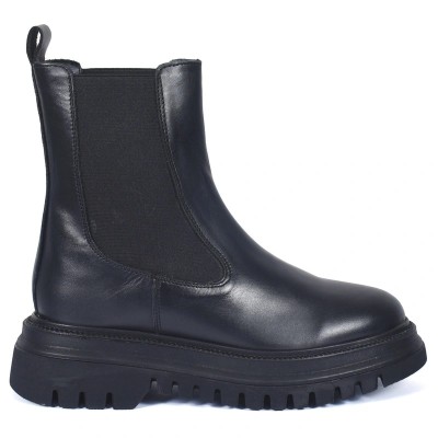 Andrea Bruni AB-574-1-N – Boots femme cuir noir à semelle crantée