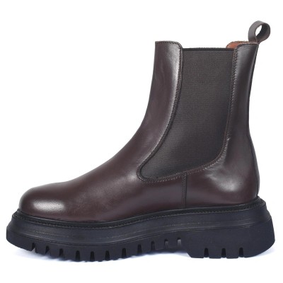 Boots femme en cuir marron à semelle crantée – Andrea Bruni AB-574-1-M