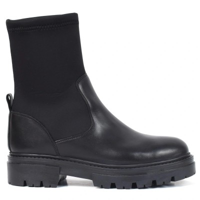 Boots femme en cuir noir à tige stretch – Miss Claudia MC-BF05-N