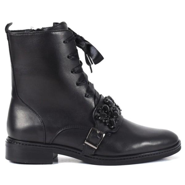 BOOTS FEMME CUIR NOIR ZIPPÉ