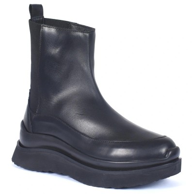 Boots femme en cuir noir à semelle compensée – Andrea Bruni AB-680-2-N