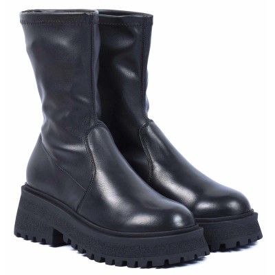 Bottes femme noires Andrea Bruni AB-900-10-N avec semelle plateforme crantée