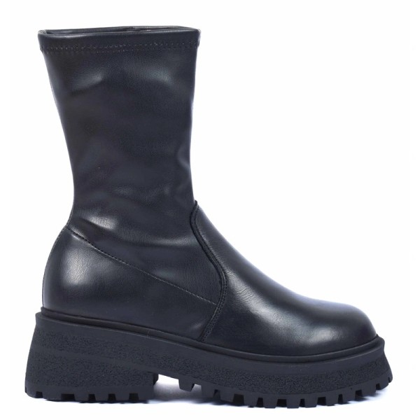 BOOTS FEMME EN CUIR À SEMELLE ÉPAISSE