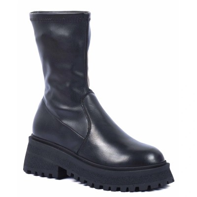 Bottes femme noires Andrea Bruni AB-900-10-N avec semelle plateforme crantée