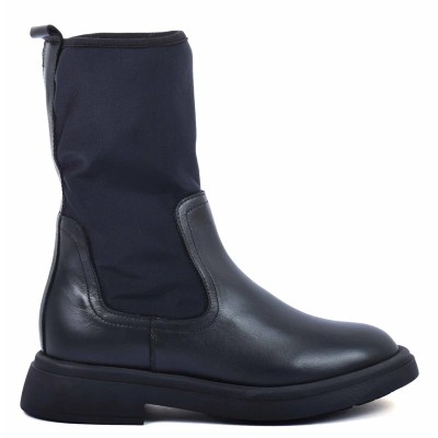 boots femme cuir et tissu noir Andrea Bruni AB-910-12