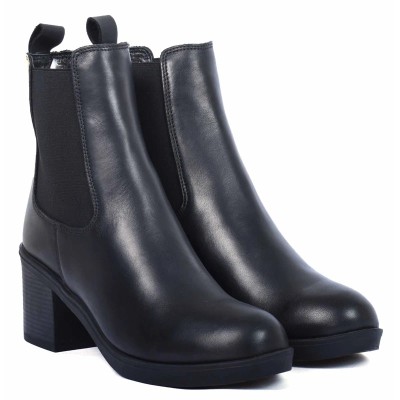 boots femme cuir noir à talon Andrea Bruni AB-9090-3-N
