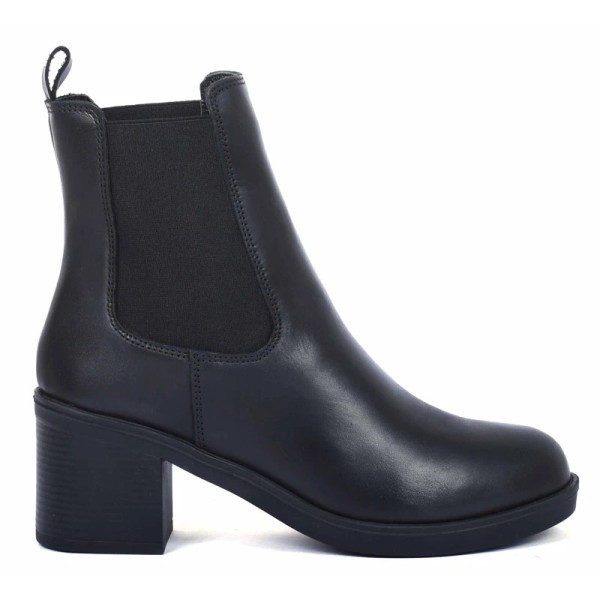 BOOTS FEMME CUIR NOIR À TALON