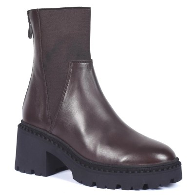 boots femme cuir marron semelle épaisse Andrea Bruni AB-516-4-M