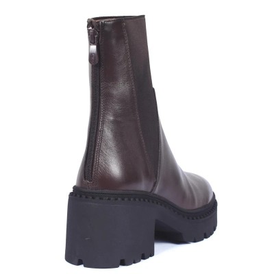 boots femme cuir marron semelle épaisse Andrea Bruni AB-516-4-M