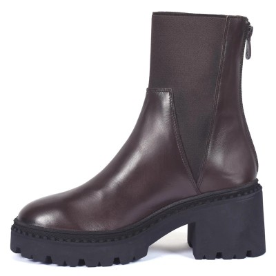 boots femme cuir marron semelle épaisse Andrea Bruni AB-516-4-M