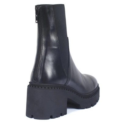 boots femme cuir noir semelle épaisse Andrea Bruni AB-516-4-N