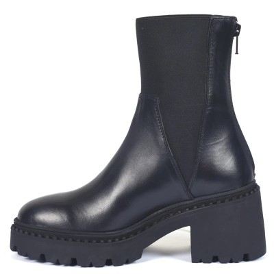 boots femme cuir noir semelle épaisse Andrea Bruni AB-516-4-N