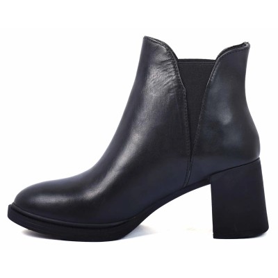 boots femme cuir noir à talon bloc Andrea Bruni AB-024-1-N