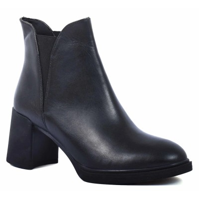 boots femme cuir noir à talon bloc Andrea Bruni AB-024-1-N
