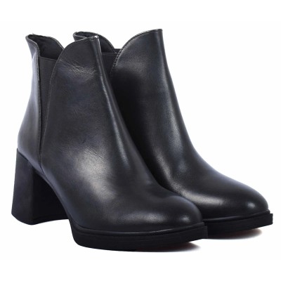 boots femme cuir noir à talon bloc Andrea Bruni AB-024-1-N