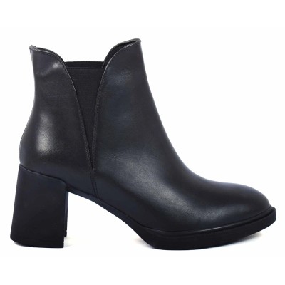 boots femme cuir noir à talon bloc Andrea Bruni AB-024-1-N