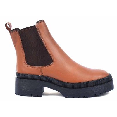 boots femme cuir camel semelle épaisse Andrea Bruni AB-516-71-C