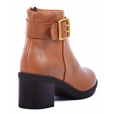 boots femme cuir camel à talon Andrea Bruni AB-9090-9-C