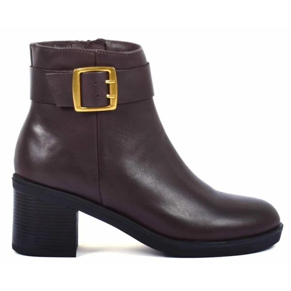 BOOTS FEMME CUIR MARRON À TALON