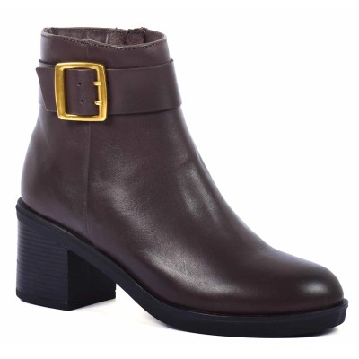 boots femme cuir marron à talon Andrea Bruni AB-9090-9-M