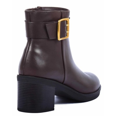 boots femme cuir marron à talon Andrea Bruni AB-9090-9-M