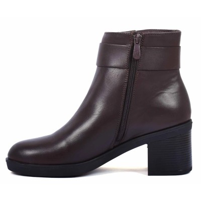 boots femme cuir marron à talon Andrea Bruni AB-9090-9-M